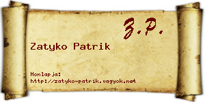 Zatyko Patrik névjegykártya